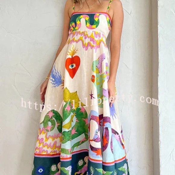 Dresses & Skirts - Fantasy print midi dress